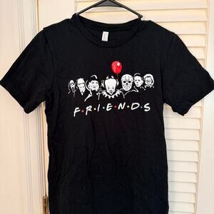 Black "Friends" horror movie characters tshirt